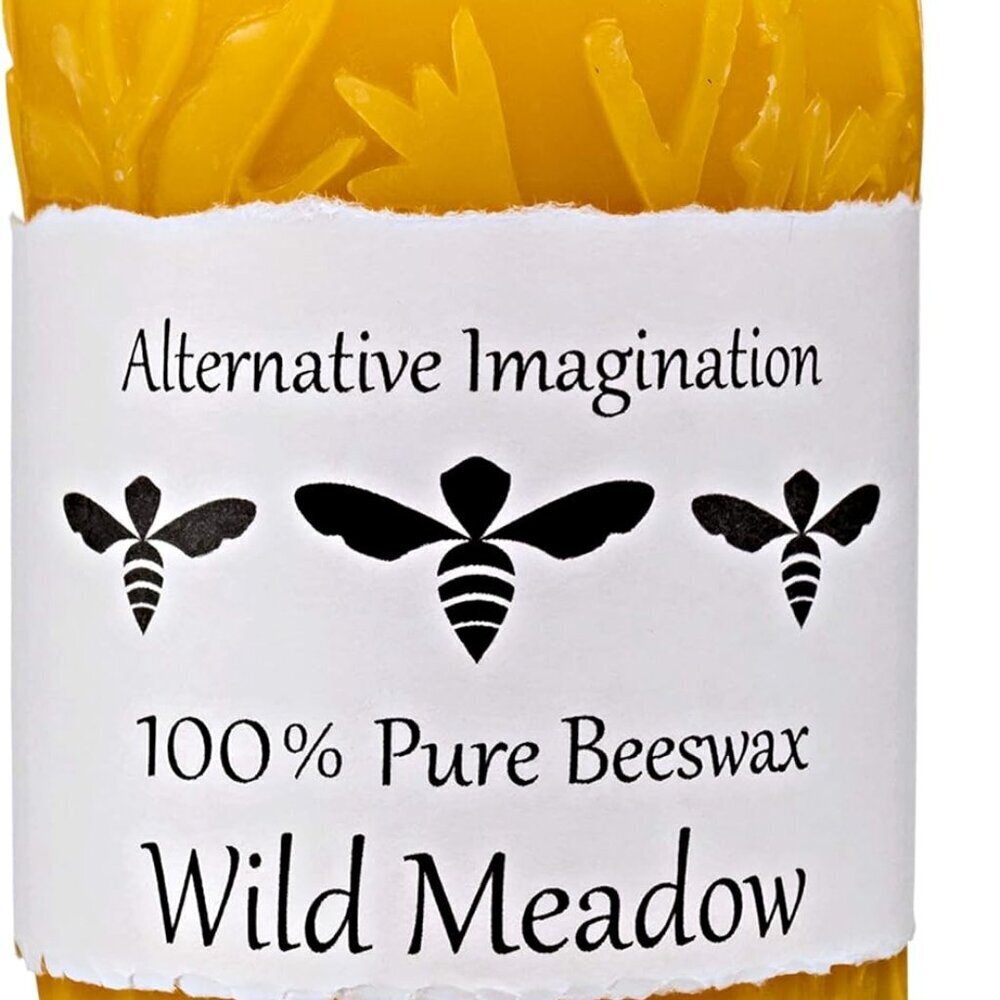 Wild Beeswax Candle - 100% Pure Beeswax, Natural Pillar Candles - 40 Hour Long